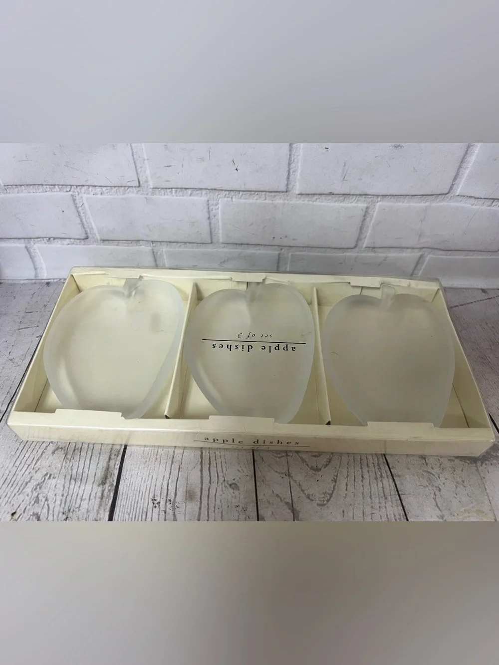 PIER 1 ONE Frosted Glass Apple Dishes Set of (3) 5